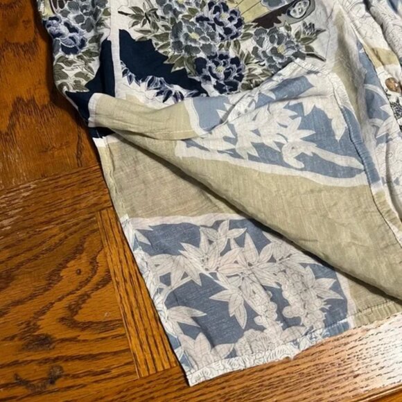 Citron of Santa Monica Asian Print Bamboo Blend Button Down Long Tunic Sz L - Picture 10 of 15